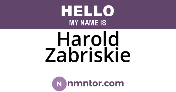 Harold Zabriskie