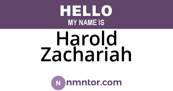 Harold Zachariah
