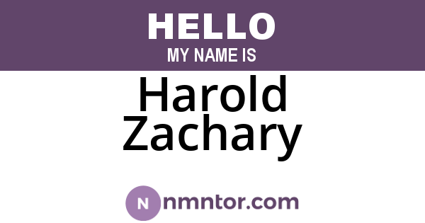 Harold Zachary