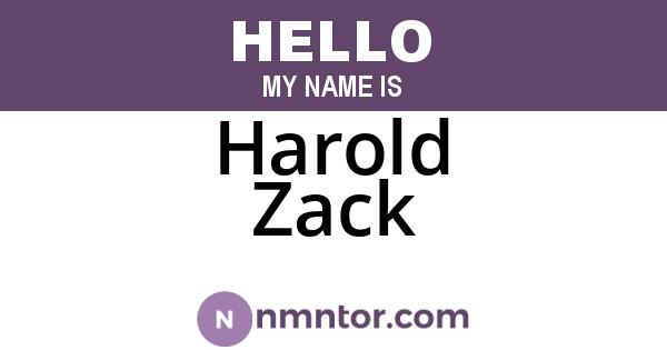 Harold Zack