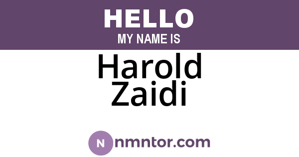 Harold Zaidi