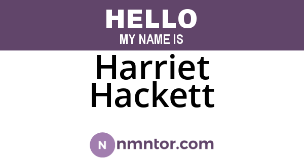 Harriet Hackett