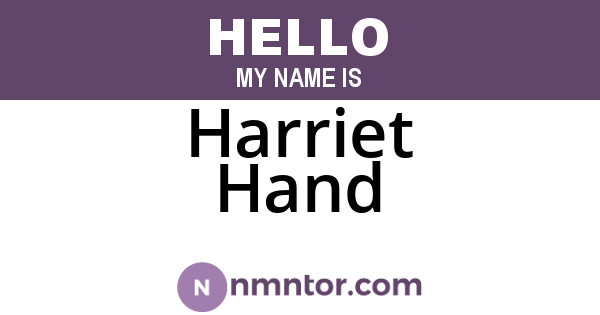 Harriet Hand