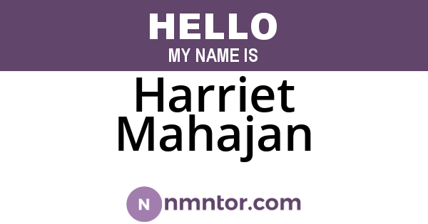 Harriet Mahajan