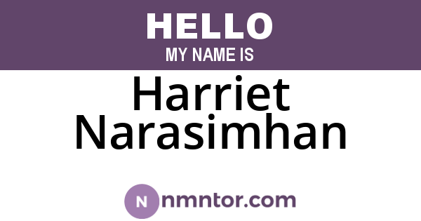 Harriet Narasimhan