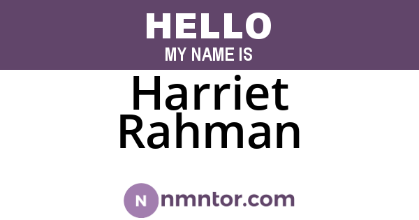 Harriet Rahman