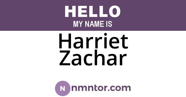 Harriet Zachar