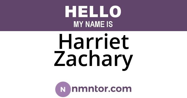 Harriet Zachary