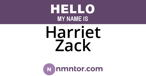 Harriet Zack