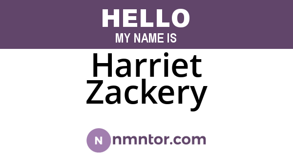 Harriet Zackery