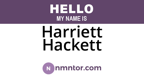 Harriett Hackett