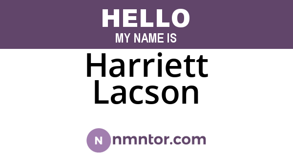 Harriett Lacson