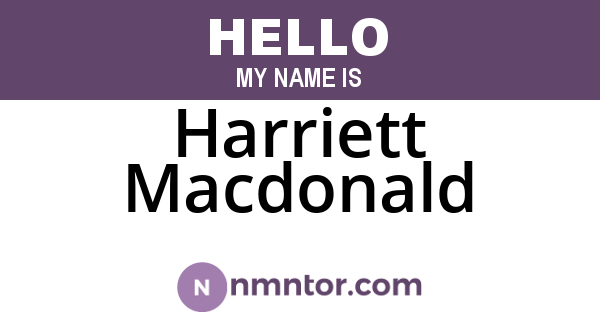 Harriett Macdonald
