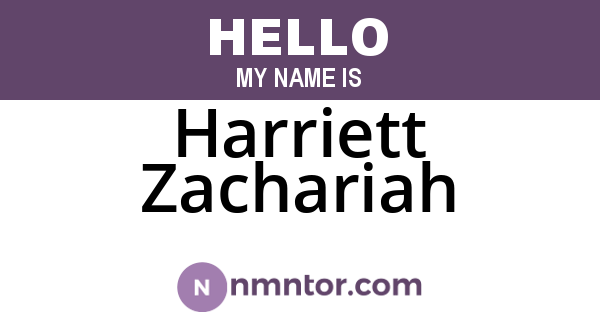 Harriett Zachariah