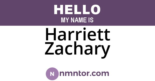 Harriett Zachary