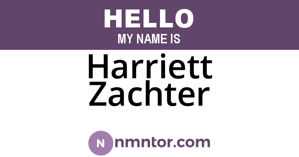 Harriett Zachter