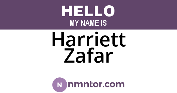 Harriett Zafar