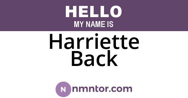 Harriette Back