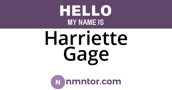Harriette Gage