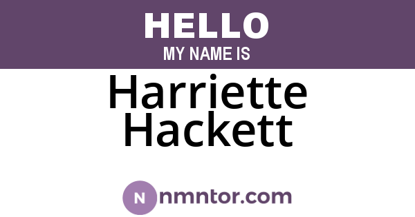 Harriette Hackett