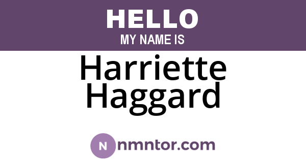 Harriette Haggard