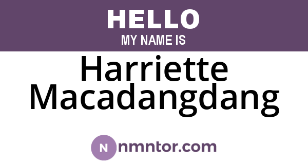 Harriette Macadangdang