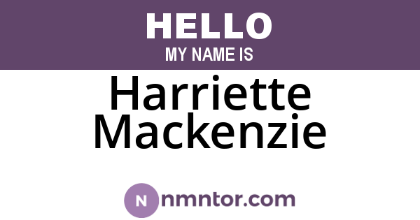 Harriette Mackenzie