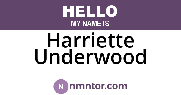 Harriette Underwood