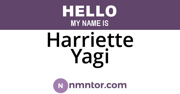Harriette Yagi