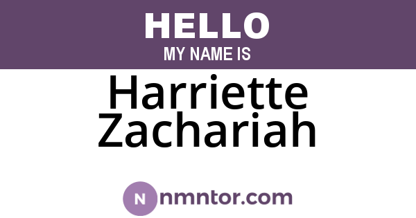 Harriette Zachariah