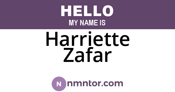 Harriette Zafar