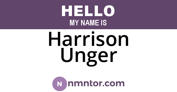 Harrison Unger