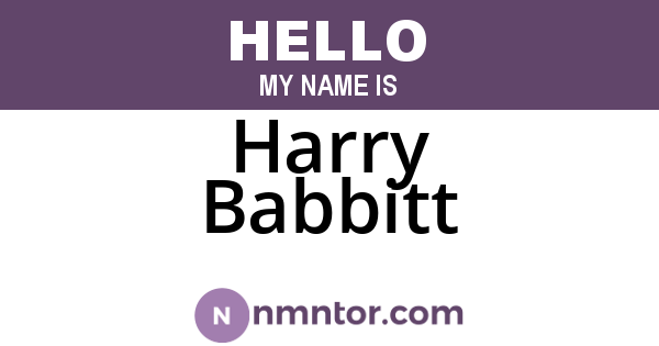 Harry Babbitt
