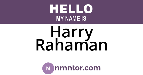 Harry Rahaman