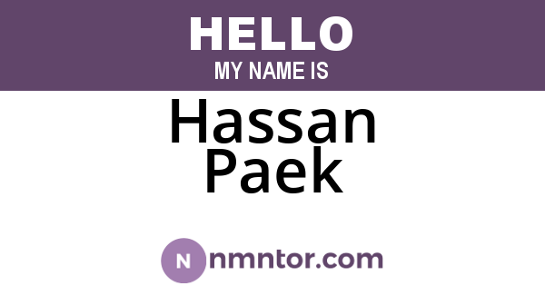 Hassan Paek