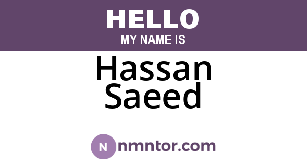 Hassan Saeed