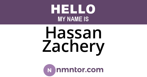 Hassan Zachery
