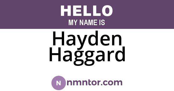 Hayden Haggard