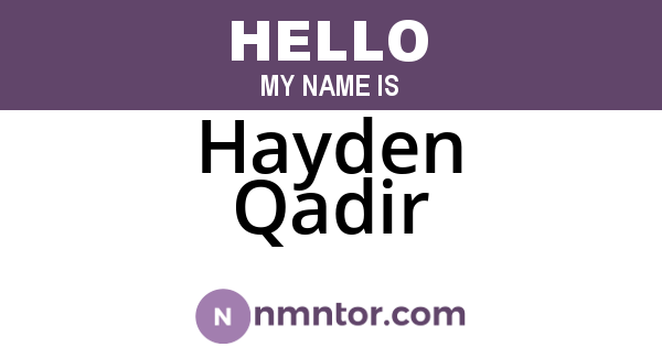 Hayden Qadir
