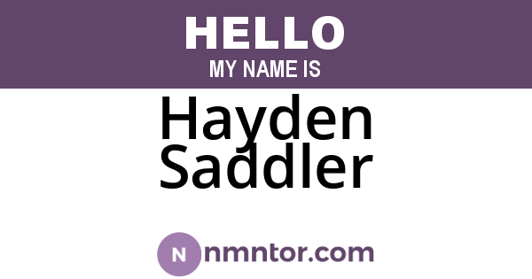 Hayden Saddler