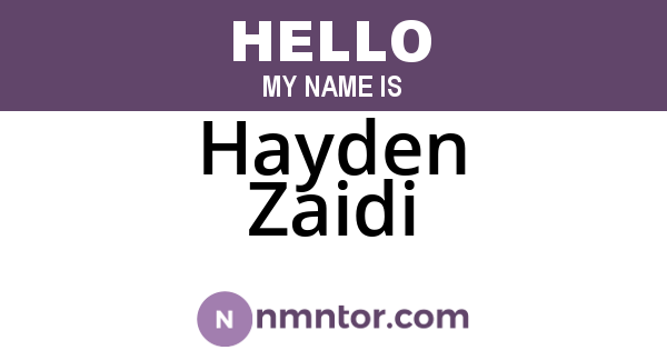 Hayden Zaidi