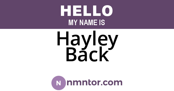 Hayley Back