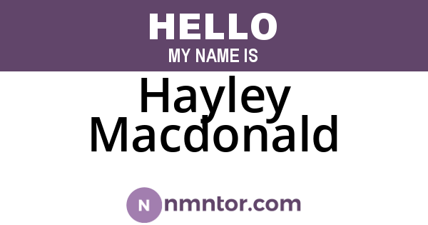 Hayley Macdonald