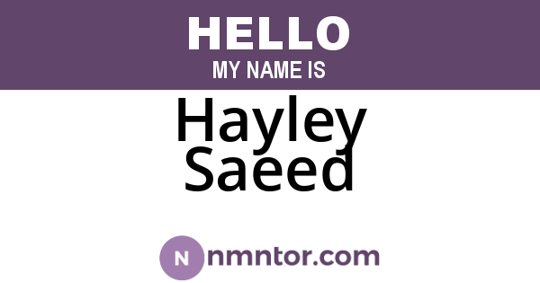 Hayley Saeed
