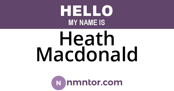 Heath Macdonald