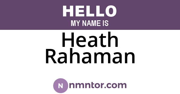 Heath Rahaman