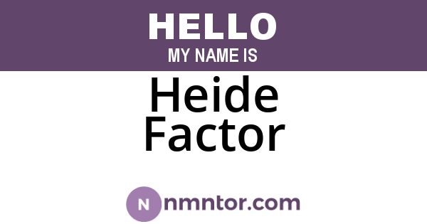 Heide Factor