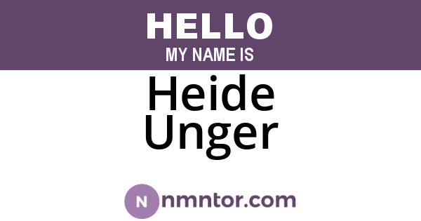 Heide Unger