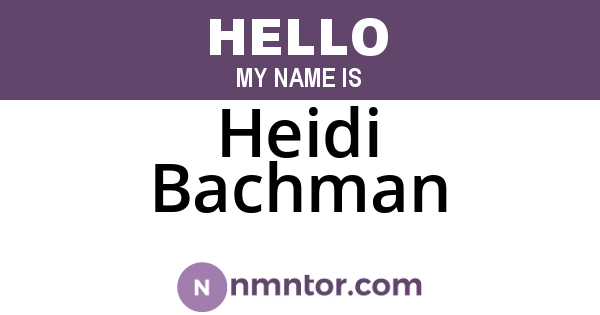 Heidi Bachman