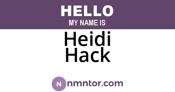 Heidi Hack